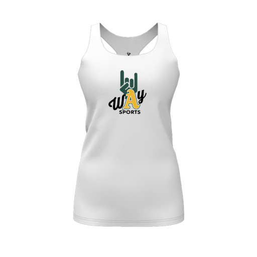 [FT0TRBWH-FYS-LOGO1] Decker Racerback Tank Top (Female Youth S, White, Logo 1)