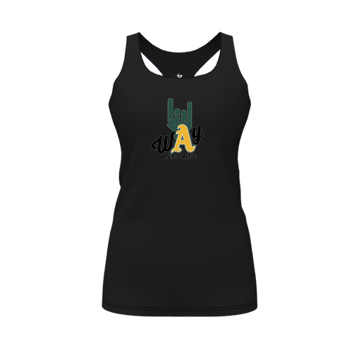 [CUS-DFW-RCBK-PER-BLK-FYS-LOGO1] Racerback Tank Top (Female Youth S, Black, Logo 1)