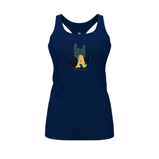 [FT0TRBNV-FYS-LOGO1] Decker Racerback Tank Top (Female Youth S, Navy, Logo 1)