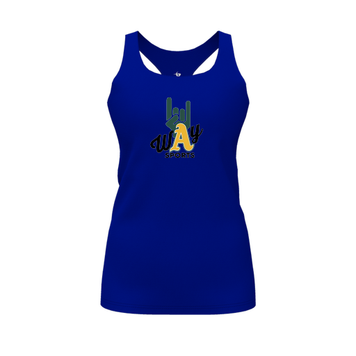 [CUS-DFW-RCBK-PER-RYL-FYS-LOGO1] Racerback Tank Top (Female Youth S, Royal, Logo 1)