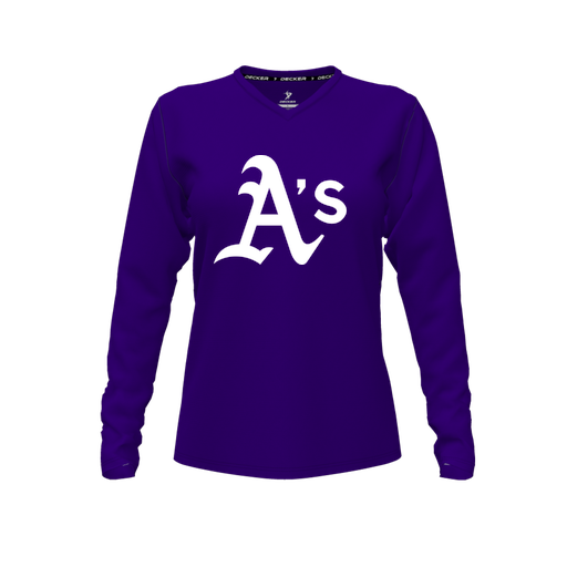 [FTLVCFPP-FYXS-LOGO3] Decker Comfort T-Shirt (Female Youth XS, Purple, V Neck, Logo 3, Long Sleeve)