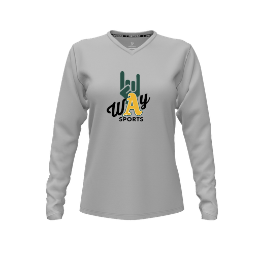 [FTLVPTGY-FYXS-LOGO1] Decker Performance T-Shirt (Female Youth XS, Gray, V Neck, Logo 1, Long Sleeve)
