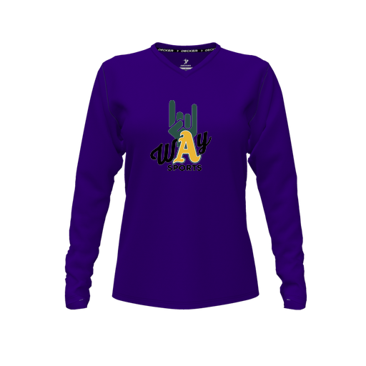 [FTLVPTPP-FYXS-LOGO1] Decker Performance T-Shirt (Female Youth XS, Purple, V Neck, Logo 1, Long Sleeve)