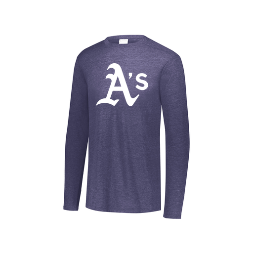 [FTLCUBNV-YS-LOGO3] Decker Youth Tri-Blend T-Shirt - Long Sleeve (Youth S, Navy, Logo 3)