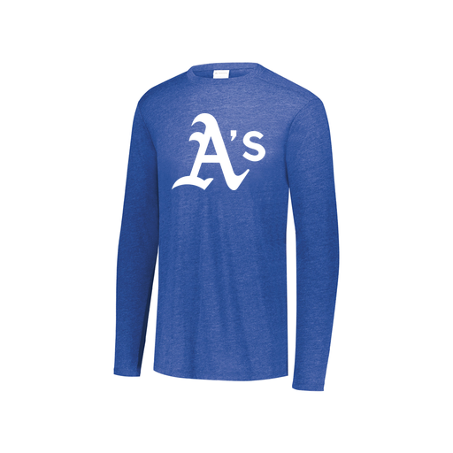 [FTLCUBRY-YS-LOGO3] Decker Youth Tri-Blend T-Shirt - Long Sleeve (Youth S, Royal, Logo 3)