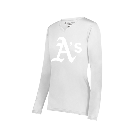 [222824.005.S-LOGO3] Ladies LS Smooth Sport Shirt (Female Adult S, White, Logo 3)