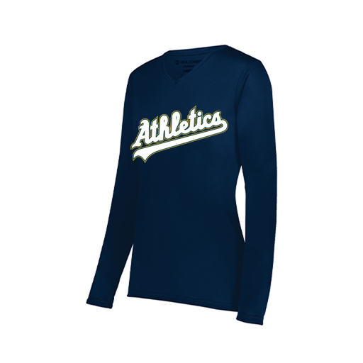 [222824.065.S-LOGO2] Ladies LS Smooth Sport Shirt (Female Adult S, Navy, Logo 2)