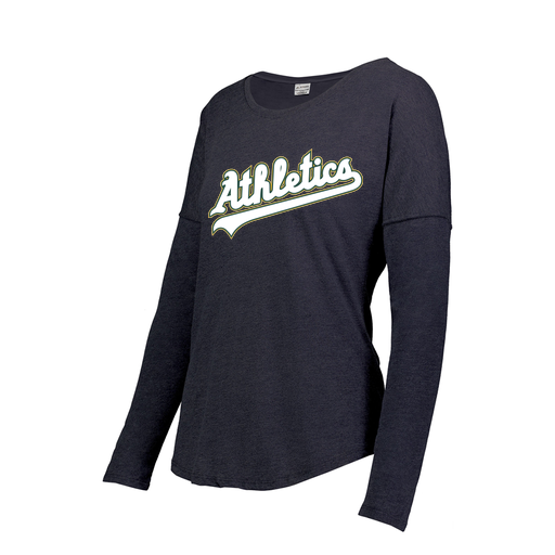 [3077.72N.S-LOGO2] Ladies LS Ultra-blend T-Shirt (Female Adult S, Navy, Logo 2)